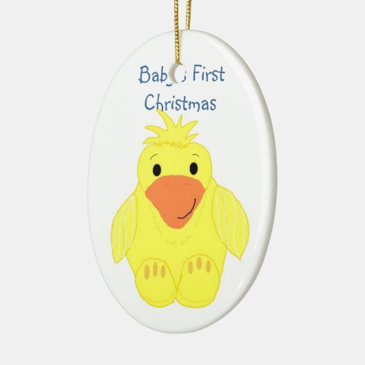 黄ダッキー(アヒルちゃん)ベビーの初めてのクリスマス セラミックオーナメント (左)