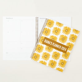 黄デイジー模様花開花フローラ プランナー手帳