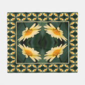 黄デイジー花抽象芸術模様 フリースブランケット (正面(横))