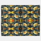 黄デイジー花抽象芸術 フリースブランケット (正面(横))