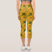 黄デイジー花自然模様 カプリレギンス (裏面)