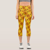 黄デイジー花花びらと中柄 カプリレギンス (正面)