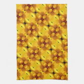 黄デイジー花花びらと中柄 キッチンタオル (縦)