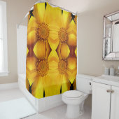 黄デイジー花花びらと中柄 シャワーカーテン (インサイチュ)