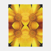 黄デイジー花花びらと中柄 フリースブランケット (正面)