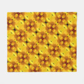 黄デイジー花花びらと中柄 フリースブランケット (正面(横))