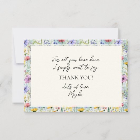 黄デイジー野花花柄 サンキューカード (正面)