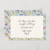 黄デイジー野花花柄 サンキューカード (正面/裏面)