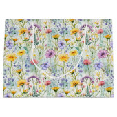 黄デイジー野花花柄 ラージペーパーバッグ (正面)