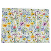 黄デイジー野花花柄 ラージペーパーバッグ (裏面)