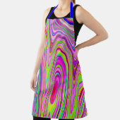 黄トリップ（幻覚体験）のような色とピンクの抽象芸術グルーヴィレトロアート エプロン (インサイチュ)