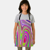 黄トリップ(幻覚体験)のような色とピンクの抽象芸術グルーヴィレトロアート エプロン (インサイチュ)