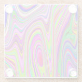黄トリップ（幻覚体験）のような色とピンクの抽象芸術グルーヴィレトロアート ガラスコースター (裏面)