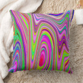 黄トリップ(幻覚体験)のような色とピンクの抽象芸術グルーヴィレトロアート クッション (ブランケット)