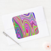 黄トリップ（幻覚体験）のような色とピンクの抽象芸術グルーヴィレトロアート スクエアシール (封筒)