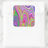 黄トリップ（幻覚体験）のような色とピンクの抽象芸術グルーヴィレトロアート スクエアシール (バッグ)