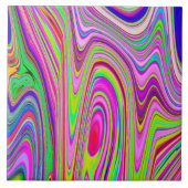 黄トリップ（幻覚体験）のような色とピンクの抽象芸術グルーヴィレトロアート タイル (正面)