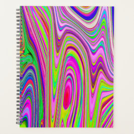 黄トリップ（幻覚体験）のような色とピンクの抽象芸術グルーヴィレトロアート プランナー手帳