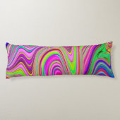 黄トリップ（幻覚体験）のような色とピンクの抽象芸術グルーヴィレトロアート ボディピロー (裏面)