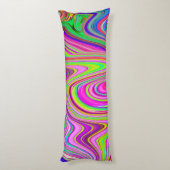 黄トリップ（幻覚体験）のような色とピンクの抽象芸術グルーヴィレトロアート ボディピロー (裏面 (縦))