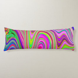 黄トリップ（幻覚体験）のような色とピンクの抽象芸術グルーヴィレトロアート ボディピロー