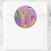 黄トリップ(幻覚体験)のような色とピンクの抽象芸術グルーヴィレトロアート ラウンドシール (バッグ)
