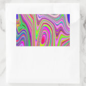 黄トリップ（幻覚体験）のような色とピンクの抽象芸術グルーヴィレトロアート 長方形シール (バッグ)