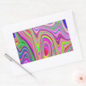 黄トリップ（幻覚体験）のような色とピンクの抽象芸術グルーヴィレトロアート 長方形シール (封筒)