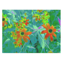 黄トリップ（幻覚体験）のような色と赤の山花とレトロ青