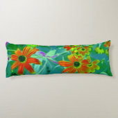 黄トリップ(幻覚体験)のような色と赤の山花とレトロ青 ボディピロー (裏面)