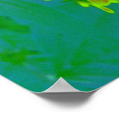 黄トリップ（幻覚体験）のような色と赤の山花とレトロ青 ポスター (角)