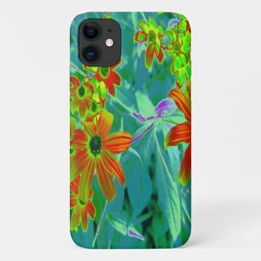 黄トリップ(幻覚体験)のような色と赤の山花とレトロ青 Case-Mate iPhoneケース (裏面)