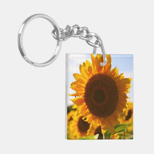 黄ハーディひまわりアートひまわりの写真 キーホルダー (正面左)