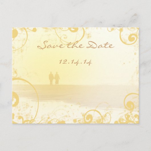 黄ハートビーチ結婚式 案内ポストカード (正面)