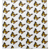 黄パターン（の模様が）ある蝶 シャワーカーテン (正面)