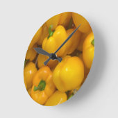黄パプリカ野菜模様 ラウンド壁時計 (傾斜)