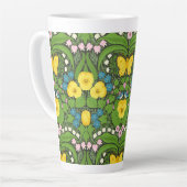 黄パンジー、鳥と蝶 カフェラテマグ (左アングル)