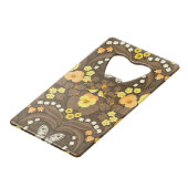 黄パンジー、鳥と蝶 クレジットカード栓抜き (正面アングル)