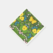 黄パンジー、鳥と蝶 スタンダードカクテルナプキン (角)