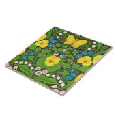 黄パンジー、鳥と蝶 タイル (側面)