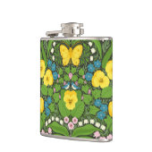 黄パンジー、鳥と蝶 フラスク (左)