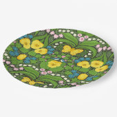 黄パンジー、鳥と蝶 ペーパープレート (アングル)