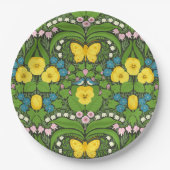 黄パンジー、鳥と蝶 ペーパープレート (正面)