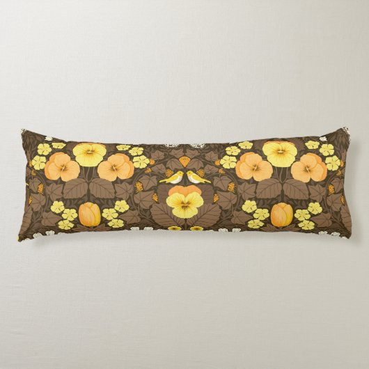 黄パンジー、鳥と蝶 ボディピロー (正面)