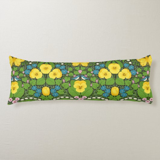 黄パンジー、鳥と蝶 ボディピロー (正面)