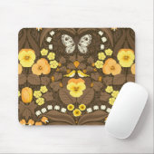黄パンジー、鳥と蝶 マウスパッド (マウス)
