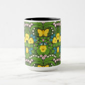 黄パンジー、鳥と蝶 マグカップ (中央)