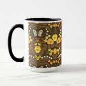黄パンジー、鳥と蝶 マグカップ (左)