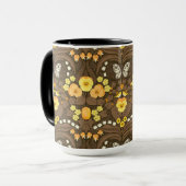 黄パンジー、鳥と蝶 マグカップ (正面左)