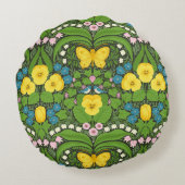 黄パンジー、鳥と蝶 ラウンドクッション (裏面)